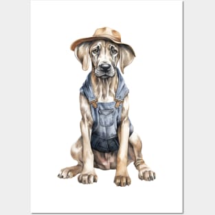 Farmer Great Dane Dog Posters and Art